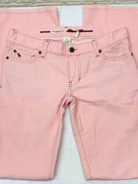 VTG‼ Y2K ABERCROMBIE & FITCH Sz 4 Light Pink Corduroy Stretch Bootcut Pants •EX‼